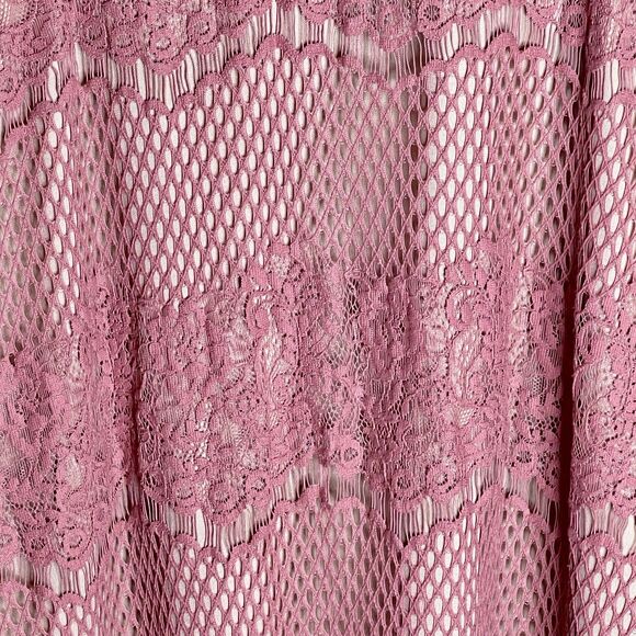 Dina Be Crochet Sleeveless Dress Sz L Rose Beige Lining Keyhole Back Button - Picture 5 of 8